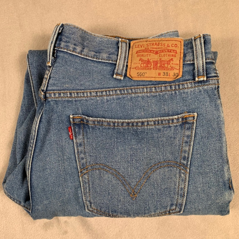 Levi's 560 Comfort Fit Jeans Mens 38x30 Blue Denim Relaxed Tapered Leg